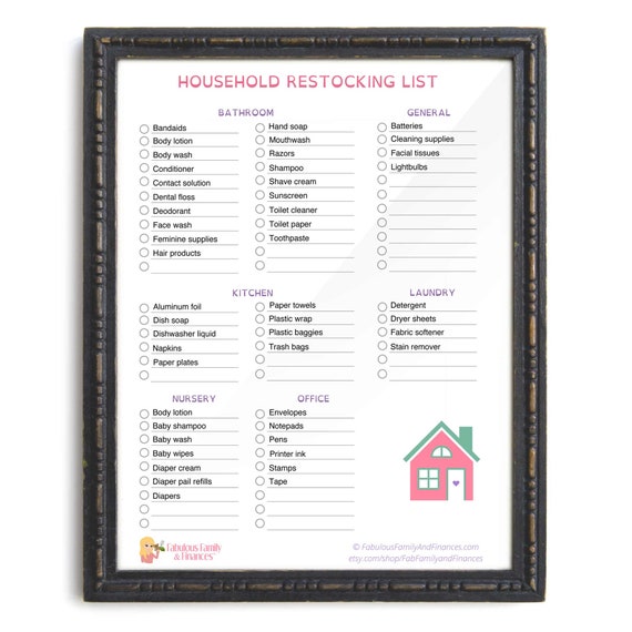 Household Restocking List Printable EDITABLE Instant Download Digital