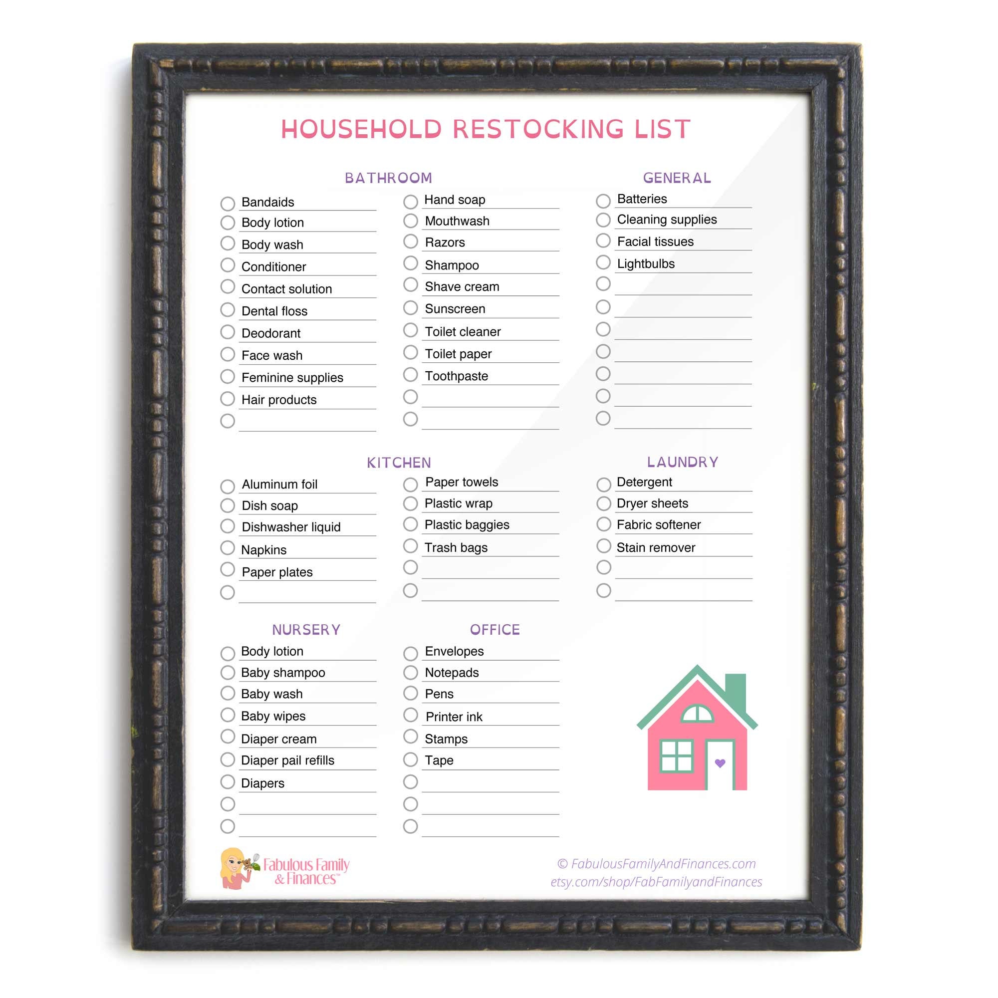 Household Restocking List Printable EDITABLE Instant Download Digital PDF  File to Buy Checklist Items Needed for House (Instant Download) 