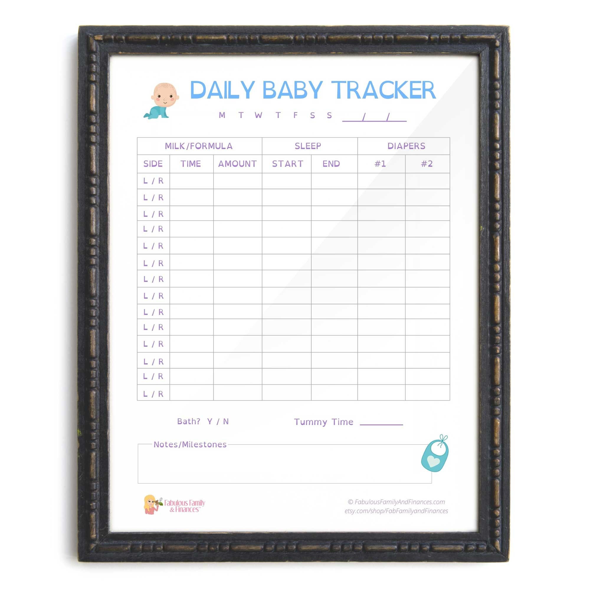 Daily Baby Boy Tracker Log Printable - Instant Download Digital PDF ...