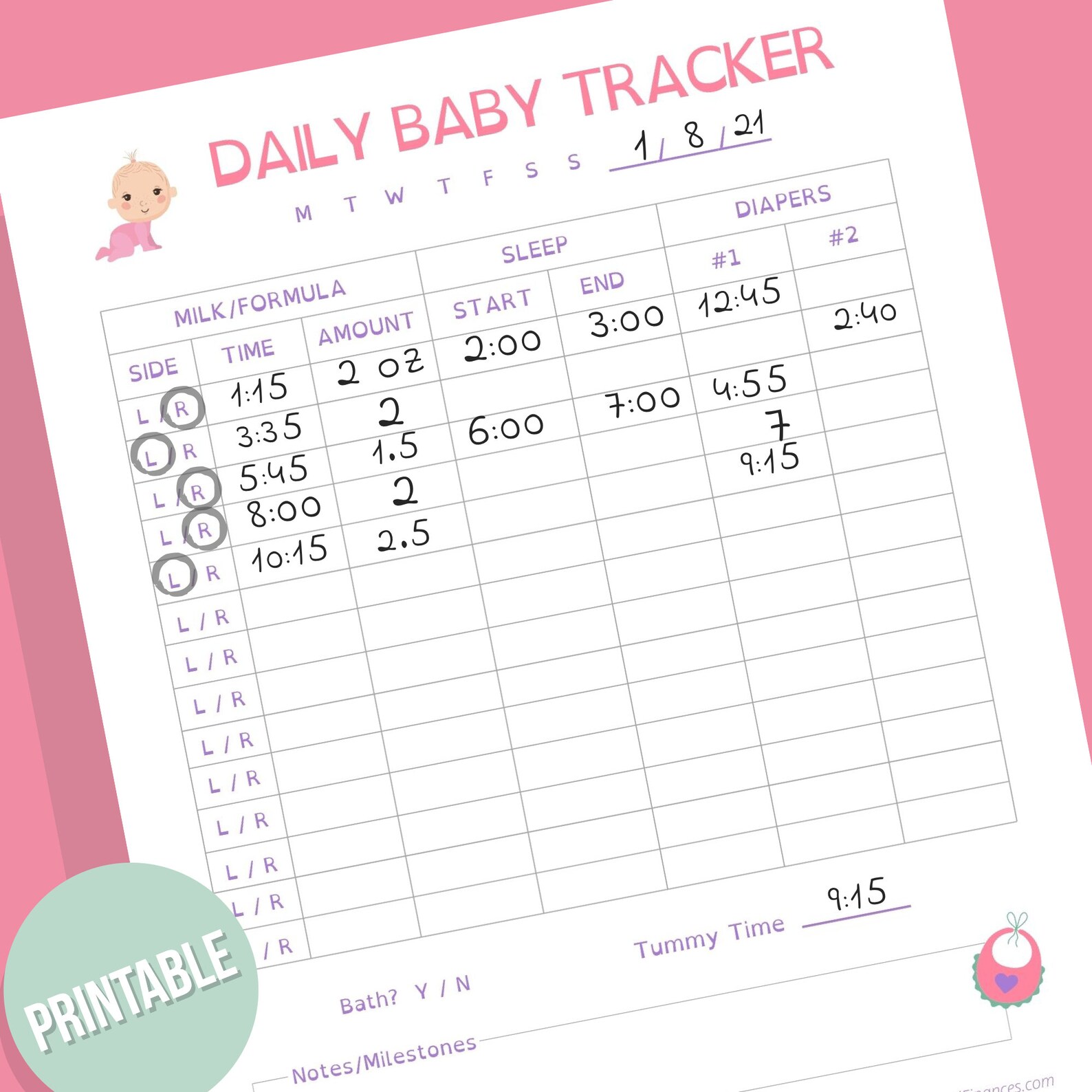 printable baby tracker