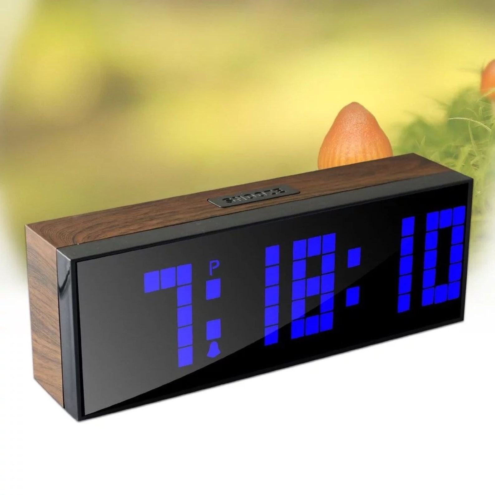 Led Wooden Clock Digital Wood Wall Watch Big Screen Dual Alarm Etsy