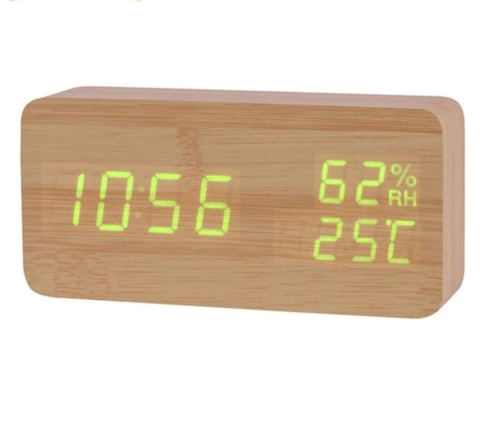 led wooden alarm clock