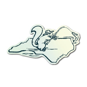 NC Fishing Squirrel Durable Vinyl Sticker