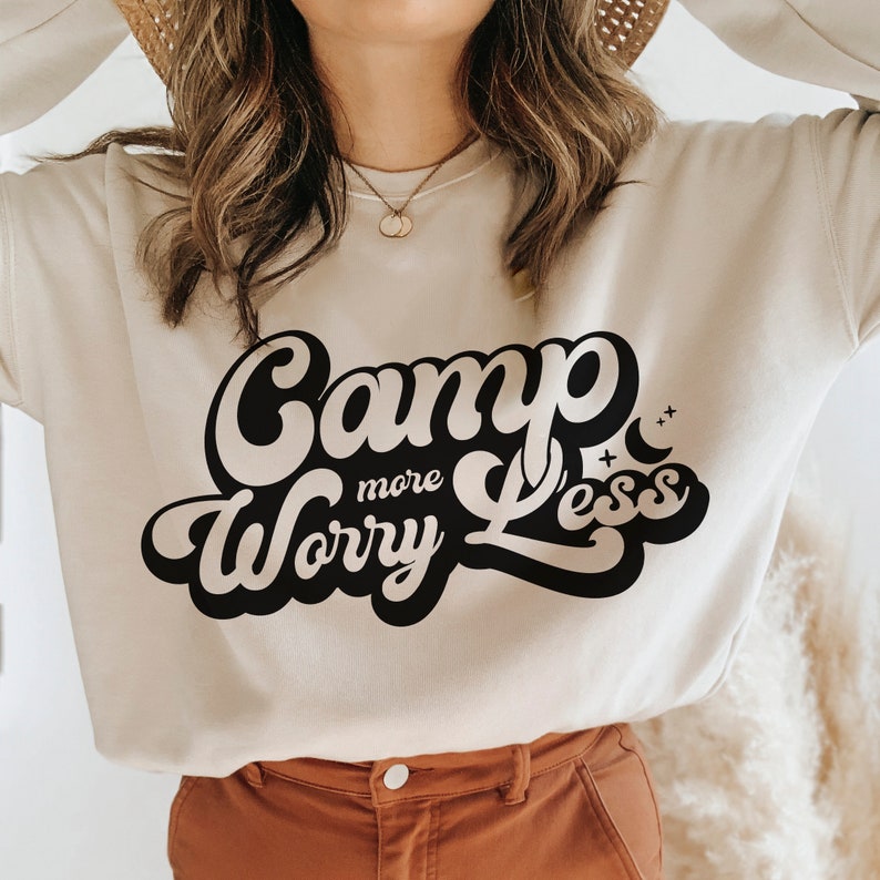 Camp More Worry Less Svg Mountains Svg Retro Camping Shirt - Etsy