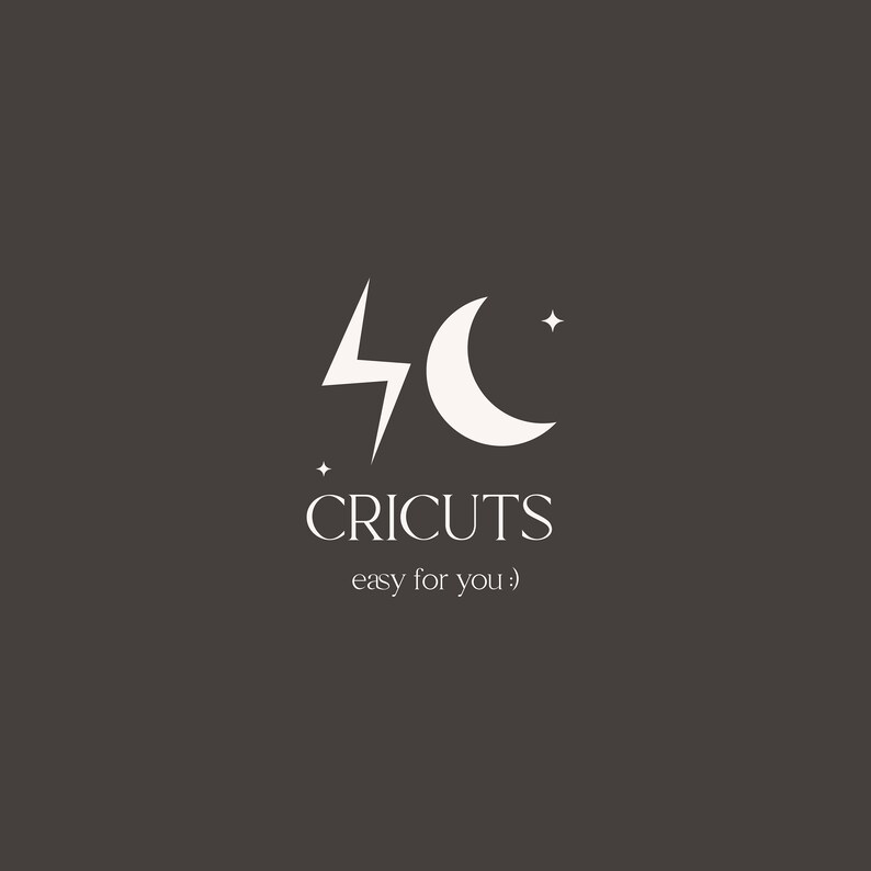 May include: White logo with a crescent moon and lightning bolt, with the text "CRICUTS easy for you".