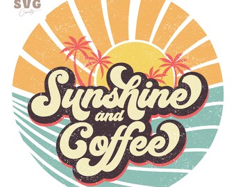 Sunshine and Coffee PNG: Retro Beach Vacation Design (Digital Download)