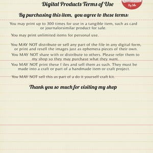 May include: A digital product terms of use document featuring a rocking horse illustration. The document outlines the terms of use for digital products, including printing limitations, distribution restrictions, and commercial use.