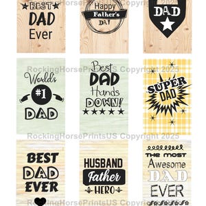 Tags pour la fête des pères - 300 dpi JPEG - 2 x 3 po. - 9 par feuille, pour papa ou beau-père, cartes, cadeaux - téléchargement numérique