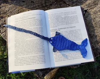 Marcador de página em formato de peixe-serra, marcador de página em amigurumi, marcador de página tricotado, porta-páginas, marcador de página de crochê, marcador de página fofo, presente para leitor(a) ávido(a) por livros, presente para amante de livros.