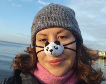 Protetor Nasal de Panda Amigurumi, Gorro Nasal de Tricô, Cobertura Nasal Aconchegante, Máscara Nasal, Chapéu Nasal, Cachecol Nasal, Aquecedor Nasal Divertido, Protetor Nasal, Protetor Nasal