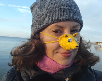 Protetor de Nariz de Raposa Amigurumi, Gorro de Tricô para Nariz, Cobertura Aconchegante para o Nariz, Máscara para o Nariz, Chapéu para o Nariz, Cachecol para o Nariz, Aquecedor de Nariz Divertido, Protetor de Nariz, Protetor Nasal