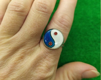 Anel Yin Yang, Anel Olho Grego, Anel Camaleão, Anel Ajustável, Anel do Humor, Anel Yin Yang que Muda de Cor, Anel Banhado a Prata