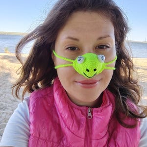 Frosch Nasenwärmer Handgefertigte gestrickte Nasenkappe Gemütliche Nasenabdeckung Nasenhut Nasenschal Strumpf Stuffer Lustig Nasenwärmer Nasenschutz Nasenschutz