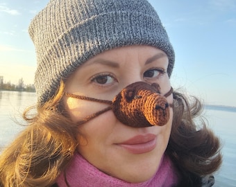 Protetor de Nariz de Capivara Amigurumi, Gorro de Tricô para o Nariz, Cobertura Aconchegante para o Nariz, Máscara para o Nariz, Chapéu para o Nariz, Cachecol para o Nariz, Protetor Divertido para o Nariz