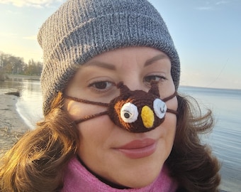Protetor de Nariz de Coruja Amigurumi, Gorro de Tricô para o Nariz, Cobertura Aconchegante para o Nariz, Máscara para o Nariz, Chapéu para o Nariz, Cachecol para o Nariz, Aquecedor de Nariz Divertido, Protetor de Nariz, Protetor Nasal