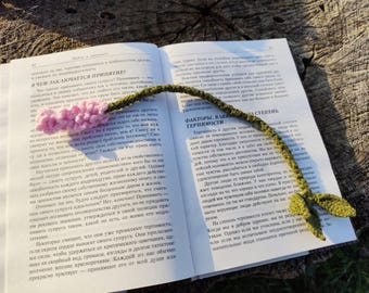 Marcador de página de lavanda, marcador de página amigurumi, marcador de página tricotado, porta-páginas, marcador de página de crochê, marcador de página fofo, presente para leitor(a) ávido(a) por livros, presente para amante de livros.