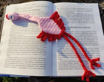 Marcador de página de flamingo, marcador de página de amigurumi, marcador de página de tricô, porta-páginas, marcador de página de crochê, marcador de página fofo, presente para leitor(a) ávido(a) por livros, presente para amante de livros.