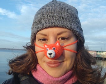 Protetor de Nariz de Gato Amigurumi, Gorro de Tricô para Nariz, Cobertura Aconchegante para Nariz, Máscara para Nariz, Chapéu para Nariz, Cachecol para Nariz, Aquecedor de Nariz Engraçado, Protetor de Nariz, Protetor Nasal