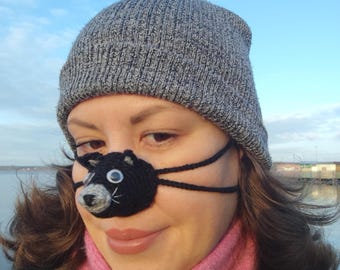Protetor de nariz para cachorro, aquecedor de nariz de terrier, nariz de amigurumi, nariz de tricô, crochê, protetor de nariz aconchegante, máscara de nariz, cachecol de nariz, chapéu de nariz engraçado, protetor de nariz
