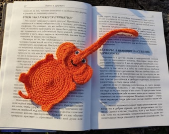 Marcador de página em forma de elefante, marcador de página em amigurumi, marcador de página tricotado, porta-páginas, marcador de página de crochê, marcador de página fofo, presente para leitor(a) ávido(a) por livros, presente para amante de livros.