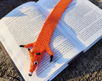 Marcador de página raposa, marcador de página amigurumi, marcador de página tricotado, porta-páginas, marcador de página de crochê, marcador de página fofo, presente para leitor(a) ávido(a) por livros, presente para amante de livros.