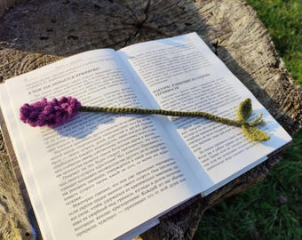 Marcador de página de lavanda, marcador de página amigurumi, marcador de página tricotado, porta-páginas, marcador de página de crochê, marcador de página fofo, presente para leitor(a) ávido(a) por livros, presente para amante de livros.