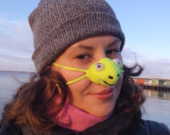 Protetor de Nariz de Lagarto Amigurumi, Gorro de Tricô para o Nariz, Cobertura Aconchegante para o Nariz, Máscara para o Nariz, Chapéu para o Nariz, Cachecol para o Nariz, Aquecedor de Nariz Divertido, Protetor de Nariz, Protetor Nasal