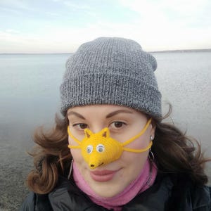 Fuchs Nasenwärmer Handgefertigte gestrickte Nasenkappe Gemütliche Nasenabdeckung Nasenhut Nasenschal Strumpf Stuffer Lustig Nasenwärmer Nasenschutz Nasenschutz