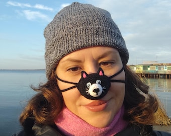 Cat Nose Warmer Amigurumi Nose Knitted Nose Cap Cozy Nose Cover Nose Mask Nose Hat Nose Scarf Funny Nose Heater Nose Protector Nose Guard