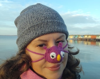 Protetor de Nariz de Coruja Amigurumi, Gorro de Tricô para o Nariz, Cobertura Aconchegante para o Nariz, Máscara para o Nariz, Chapéu para o Nariz, Cachecol para o Nariz, Aquecedor de Nariz Divertido, Protetor de Nariz, Protetor Nasal