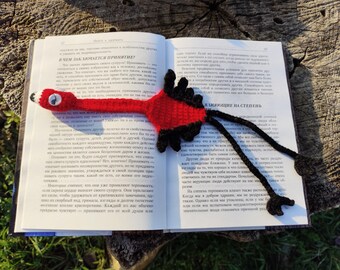 Marcador de página de flamingo, marcador de página de amigurumi, marcador de página de tricô, porta-páginas, marcador de página de crochê, marcador de página fofo, presente para leitor(a) ávido(a) por livros, presente para amante de livros.