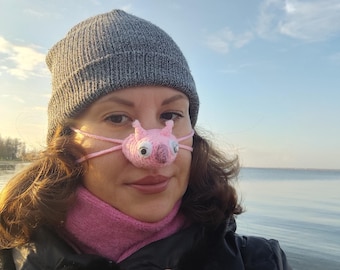 Protetor de Nariz de Coruja Amigurumi, Gorro de Tricô para o Nariz, Cobertura Aconchegante para o Nariz, Máscara para o Nariz, Chapéu para o Nariz, Cachecol para o Nariz, Aquecedor de Nariz Divertido, Protetor de Nariz, Protetor Nasal