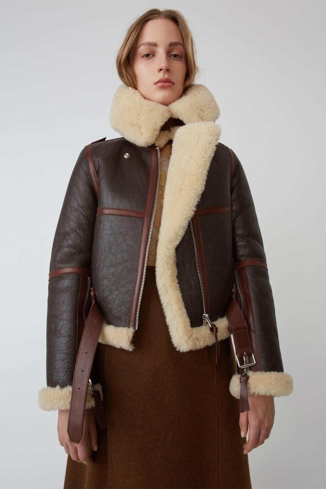 Women Aviator Fur Bomber Jacket Shearling Leather Jacket Etsy