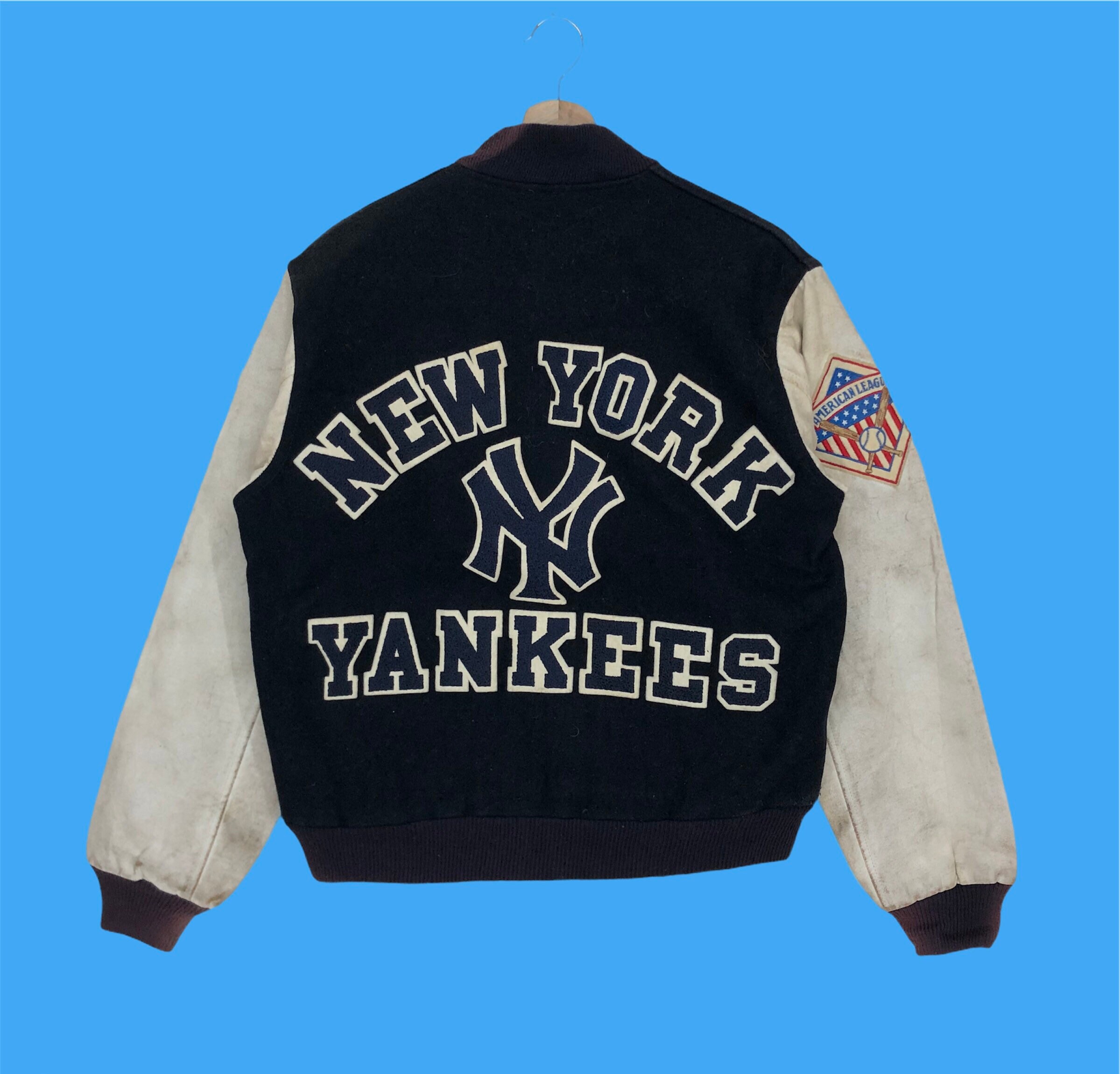 Vintage New York Yankees Varsity Jacket Button Down Fits XL Etsy
