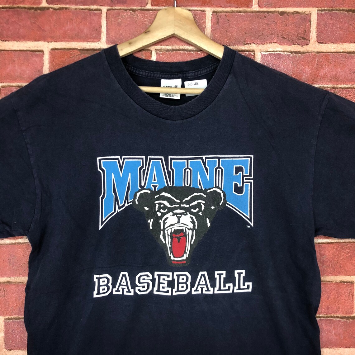 Vintage Maine Baseball T shirt L Size Etsy