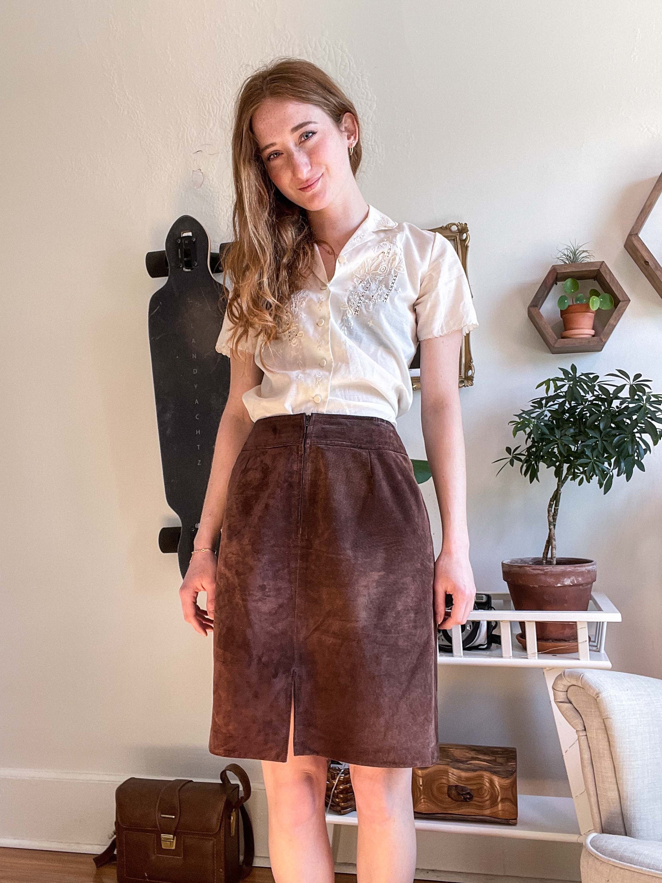 Vintage Danier Suede Leather Skirt Etsy