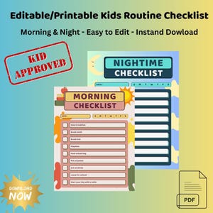 Morning and Evening Routine Planner Bundle – Printable and editable