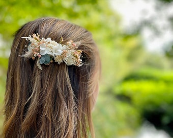 Barrette en fleurs séchées