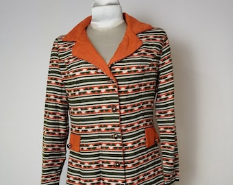 Vintage cotton dress 1960s era in orange e green