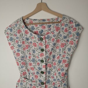 Moderna repro camicetta anni '50、camicetta ヴィンテージ floreale、tessuto di cotone riproduzione retro、fatto a mano