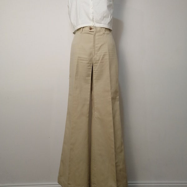 pantalon à fond de cloche de sable vintage, pantalon gabardine à jambes larges des années 1970