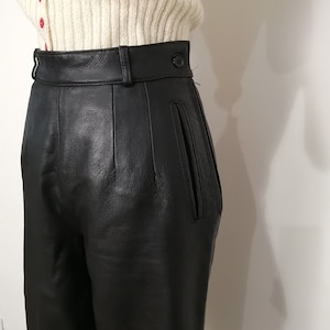 Vintage black leather trousers,very good condition image 3