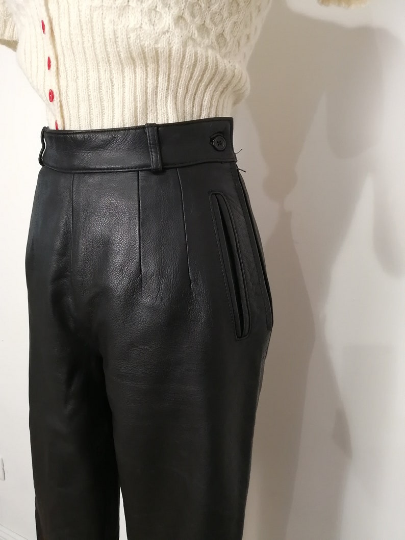 Vintage black leather trousers,very good condition image 3