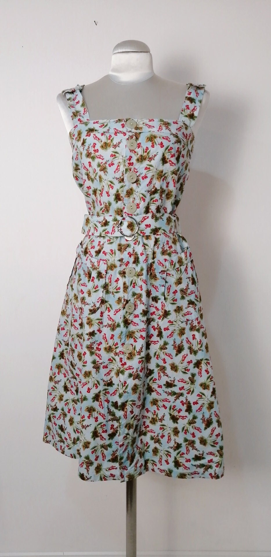 MODERN repro summer dress, 1950s style micro floral pattern cotton dress