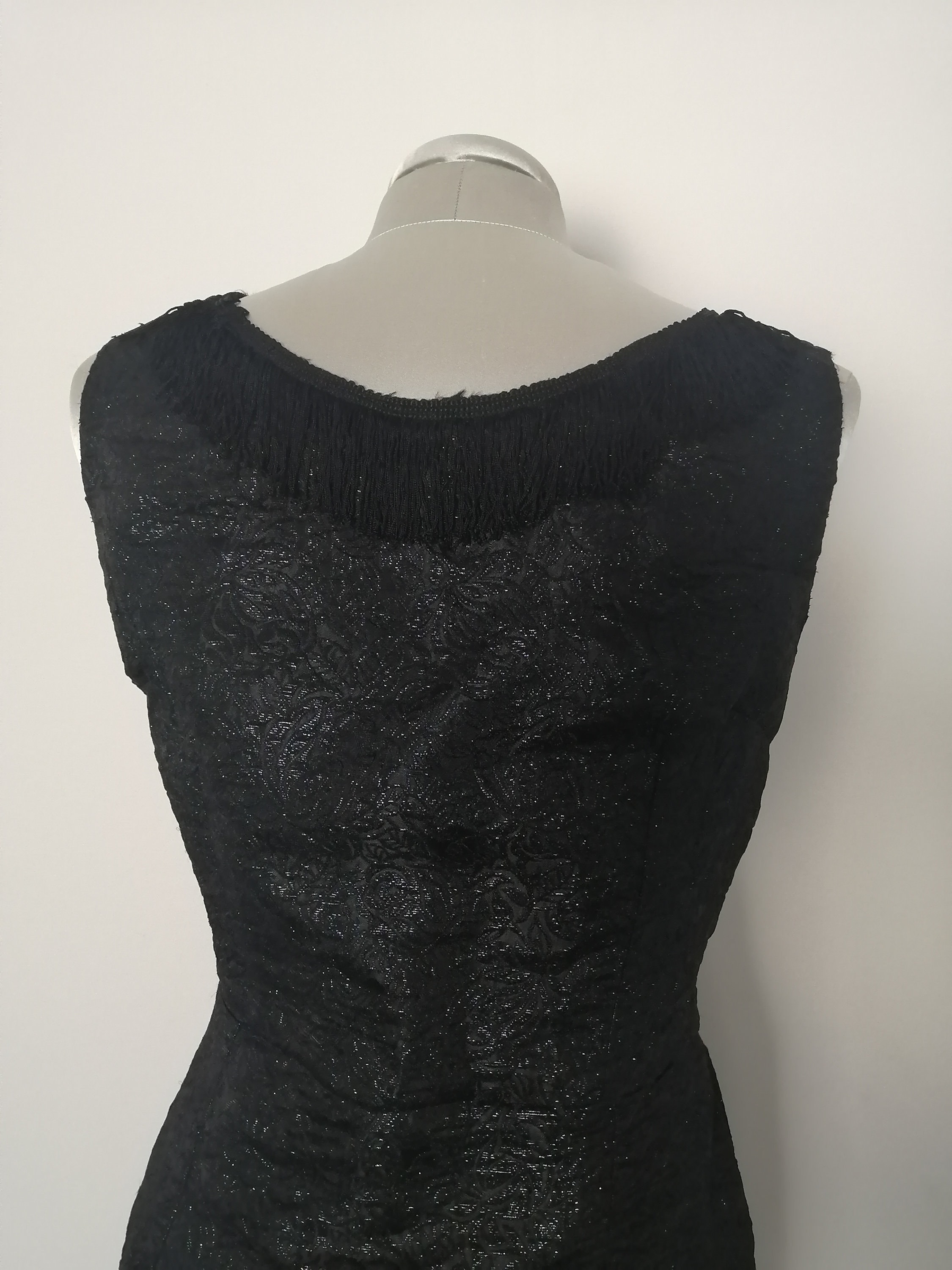 1960s Custom Floor Length Black Evening Dress