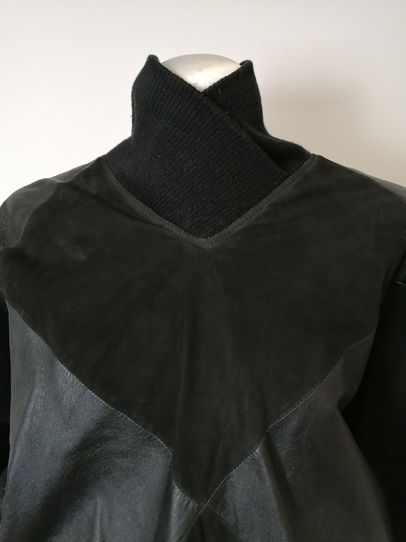 vintage sweater in suede, leather and wool - image 1
