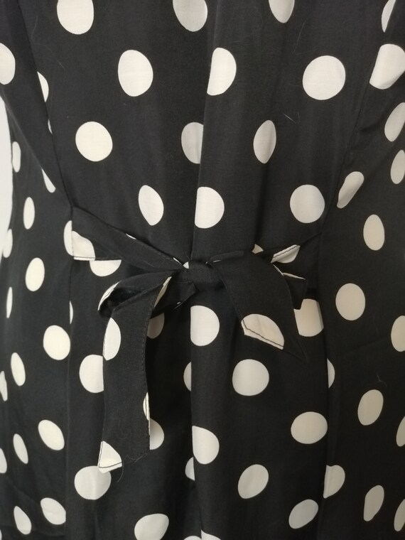 Vintage 1980s dress black and with with polka dot… - image 6