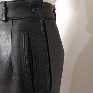Vintage black leather trousers,very good condition image 4