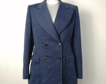 Vintage 1970s blazer in wool blue navy