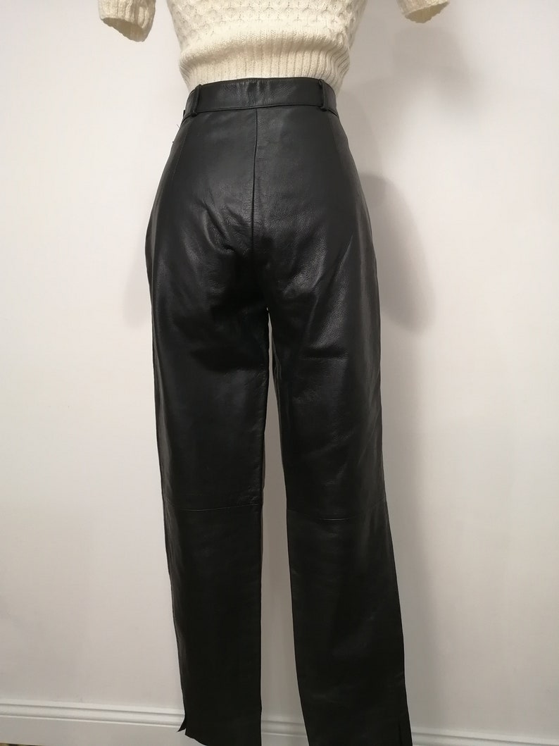Vintage black leather trousers,very good condition image 6